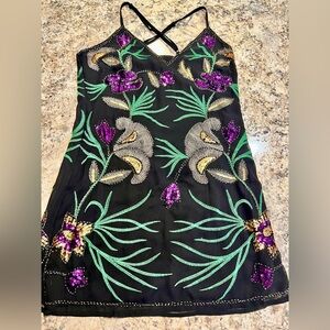 Nasty Gal Black Dress with Colorful Embroidery